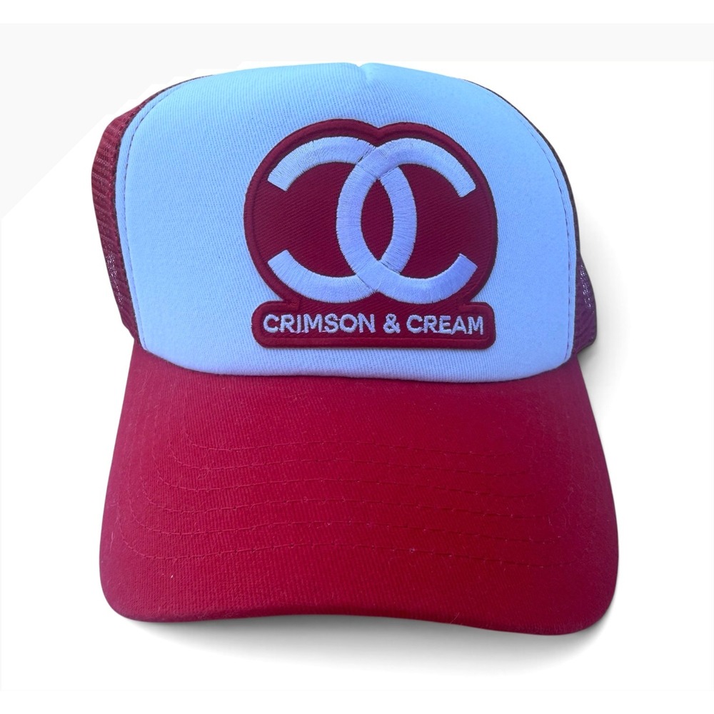 Crimson & Cream Oklahoma Game Day OSFM Trucker Hat Red White Mesh Snapback CC